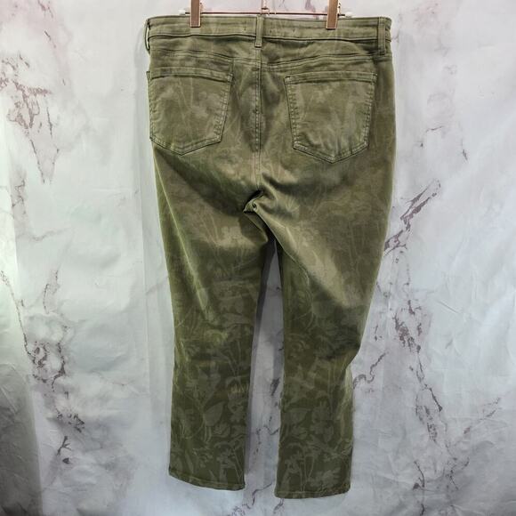 NYDJ Jeans Women 12 Green Pattern Sherri Slim Straight High Rise Denim Daughters - Picture 1 of 12